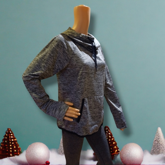 90 Degree By Reflex Women's Fleece Brushed Activewear Heathered Silver Hoodie - Picture 11 of 16